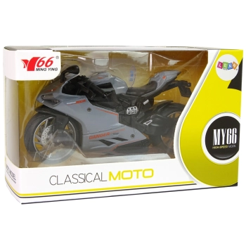 Motocykl Sportowy Szary Pomarańczowe Pasy 1:12 Napęd Pull-Back Dźwięk Światła