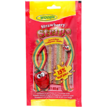 Woogie Sour Strawberry Żelki Truskawkowe Kwaśne 85 g