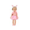 Lalka Różowa Sukienka Długie Włosy Opaska Szczotka 38cm