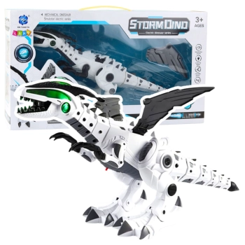 Robot Dinozaur Na Baterie Ruchome Skrzydła Światła Dźwięk Biały