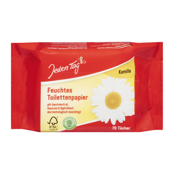 Jeden Tag Nawilżony Papier Toaletowy Rumiankowy 70 szt.