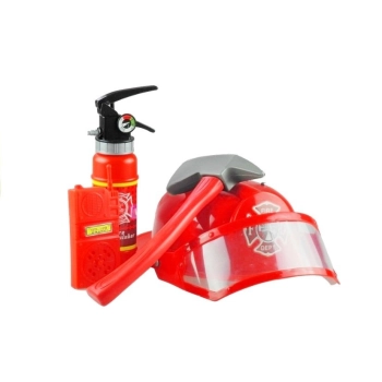 Prawdziwy Strój Strażaka Dla Dziecka Kask Gaśnica Akcesoria Czerwony