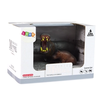 Zestaw 2 Figurek Hipopotam z Młodym Zwierzęta Świata