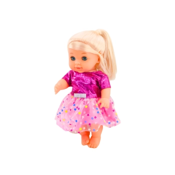 Lalka W Różowej Sukience Siusiająca Butelka Grzechotka Dźwięki