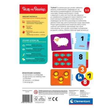 Gra edukacyjna Cyferki Matematyka Uczę się Bawiąc Język Polski Angielski Clementoni 50767