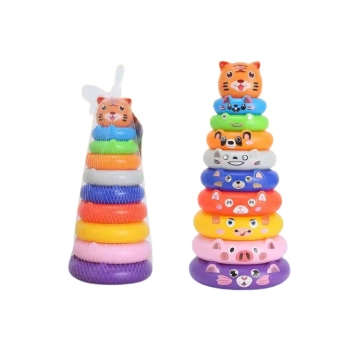 Piramidka Z Kółek Naklejki Zwierzątka Tygrys Kolorowa