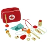 Drewniany Zestaw Lekarza w Torbie Stetoskop Ciśnieniomierz Młotek Strzykawka