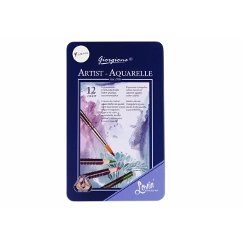 Zestaw 12 Kredek Akwarelowych Metalowy Pojemnik