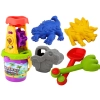 Zestaw Do Piasku Dinozaur Młynek Lejek Łopatka Grabki Konewka Foremki