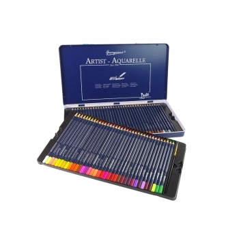 Zestaw 72 Kredek Akwarelowych Metalowy Pojemnik