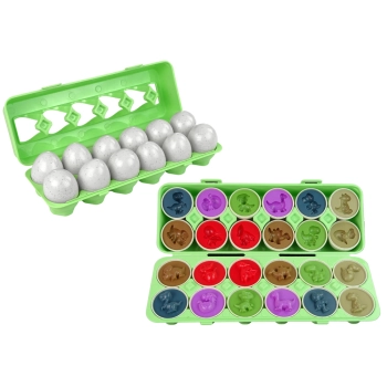 Edukacyjny Zestaw Jajek Sorter Dinozaury Układanka 12 Sztuk