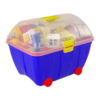 Kuferek Mały z Kolorowymi Klockami K2 180 Elementów Niebieski