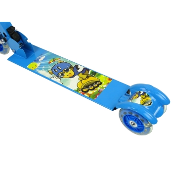 Hulajnoga Trójkołowa Niebieska Świecące Koła LED Dla Chłopca