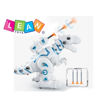 Robot Dinozaur Z Wyrzutnią Strzałek Światła Dźwięki Biały