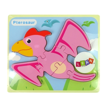 Drewniane Puzzle Dinozaur Pterodaktyl Różowy Pliosaurs Niebieski