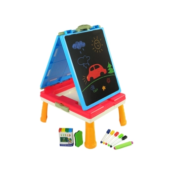 Tablica 3w1 Magnetyczno -Kredowa, Stolik Do Gier Niebieska