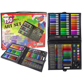 Zestaw Artystyczny Do Malowania Walizka Kredki Farby 150 Elementów