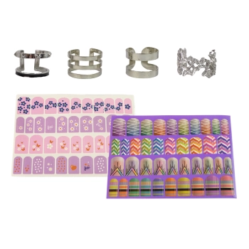 Zestaw Do Malowania Paznokci Lakiery Brokatowe Naklejki Pierścionki