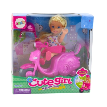 Zestaw Mini Laleczka Lalka Skuter Kask Różowy