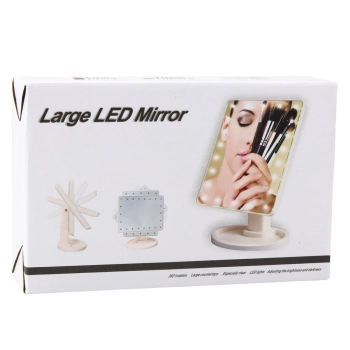 Lusterko Kosmetyczne 16 Diod LED Z Podstawką Regulacja Czarne