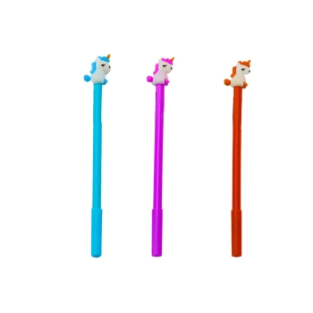 Długopis Z Jednorożcem Zatyczka Czarny Wkład Mix Fioletowy Pomarańczowy 0.5mm