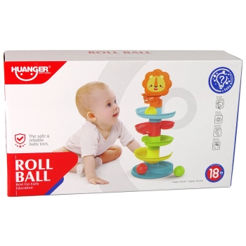 Sorter Edukacyjna Zjeżdżalnia Piłeczek 5 Poziomów Lew Kosz Dla Niemowląt