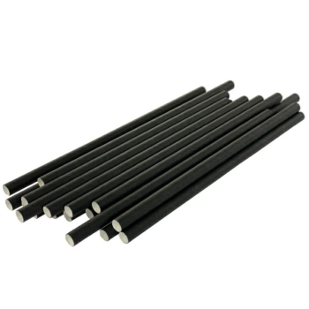 Słomki Papierowe Proste Czarne Grube Shake 200 mm, fi8, 150 sztuk