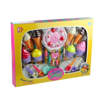 Duży Zestaw Serwis Urodzinowy Tort 32 Elementy