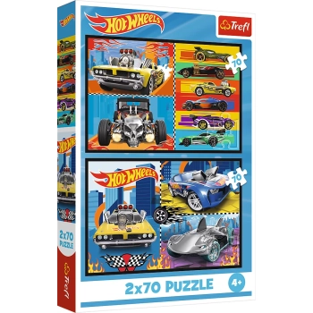 Puzzle - 2x70 - Samochodziki - Hot Wheels - Trefl 34442
