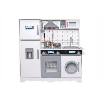 Kuchnia Drewniana Amelia Biało-Szara Okap Kuchenka Na Baterie