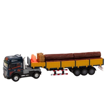 Ciężarówka Z Drewnem Niebieska Tir Przyczepa 1:24 Bale Dźwięki Światła