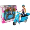 Zestaw Lalka Ze Skuterem Kask Długie Włosy Różowy