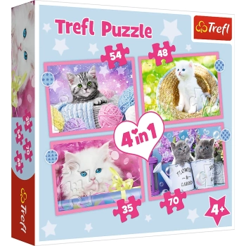 Puzzle - 4w1 (35, 48, 54, 70) - Zabawne kotki - Trefl 34396