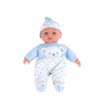 Lalka Bobas Niebieska Piżamka z Misiem Czapeczka Dźwięki