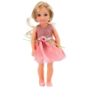 Lalka W Sukience z Kokardką Długie Włosy Różowa Grzebień 38cm
