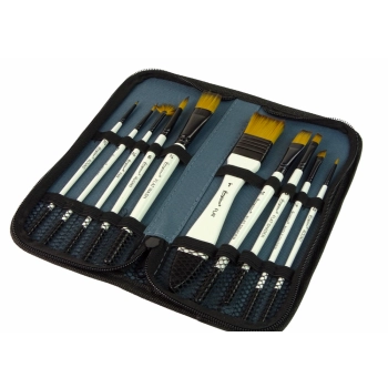 Zestaw Artysty W Piórniku Pędzle Akrylowe 10 Sztuk