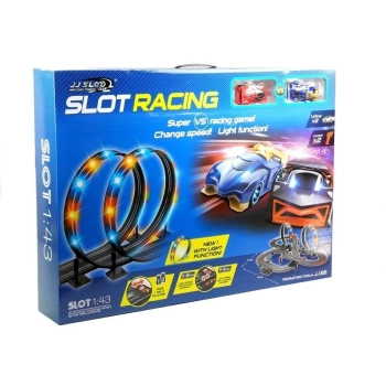 Tor Wyścigowy 2 Autka Slot Cars 1:43 Pętla Lampki