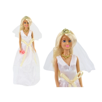 Lalka Anlily W Sukni Ślubnej Panna Młoda Bukiet Korona Naszyjnik