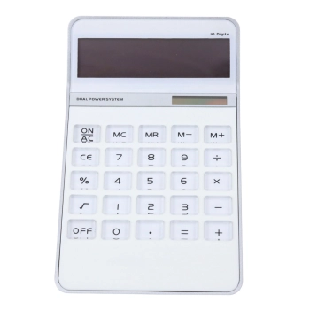 Kalkulator Biurowy Klasyczny 10D Wyświetlacz 10-Cyfrowy Solar Biały