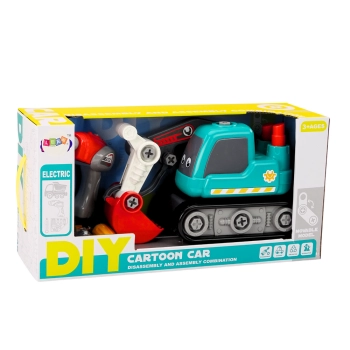 Koparka Gąsienicowa Kreskówkowa Do Skręcania DIY Turkusowa