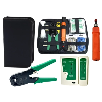 Komplet Narzędzi Sieciowych 19w1 Tester Zaciskarka Kabli