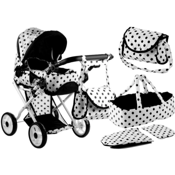 Wózek dla lalek Alice Głęboki, Nosidło, Torba, Pościel