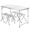 Zestaw Turystyczny Stolik Składany Kempingowy 4 Krzesła Szary