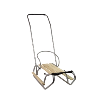 Sanki Metalowe z Pchaczem Oparcie Pasek Srebrne