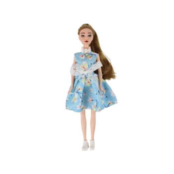 Lalka Dla Dzieci Emily Wiosenna Długie Włosy Niebieska Sukienka Kotek