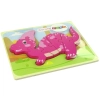 Drewniane Puzzle Dinozaur Corythosaurus Różowy Spinosaurus Fioletowy