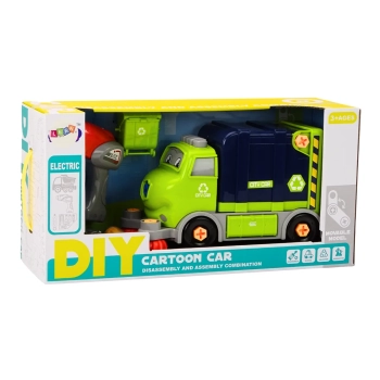 Śmieciarka Kreskówkowa Do Skręcania Ruchoma DIY Granatowy