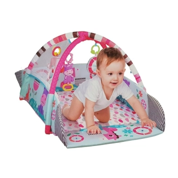 Duża Mata Basen Edukacyjna dla Niemowląt 5w1 z Pałąkami Hipopotam Piłeczki