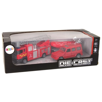 Zestaw Pojazdów Straż Pożarna Naciąg Motorówka Czerwony