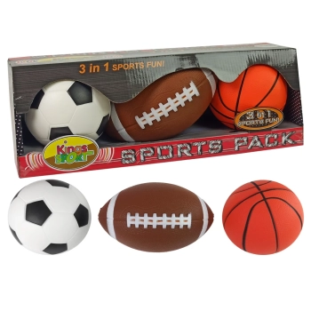 Zestaw Miękkich Piłek Sportowych 3w1 Piłka Nożna Koszykówka Baseball